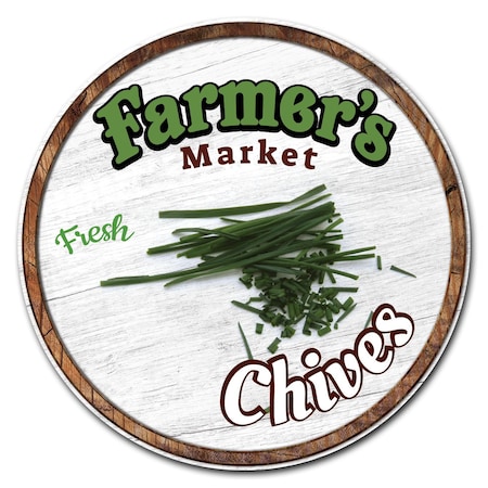 Corrugated Plastic Sign With Stakes 16in Circular-Farmers Market Chives